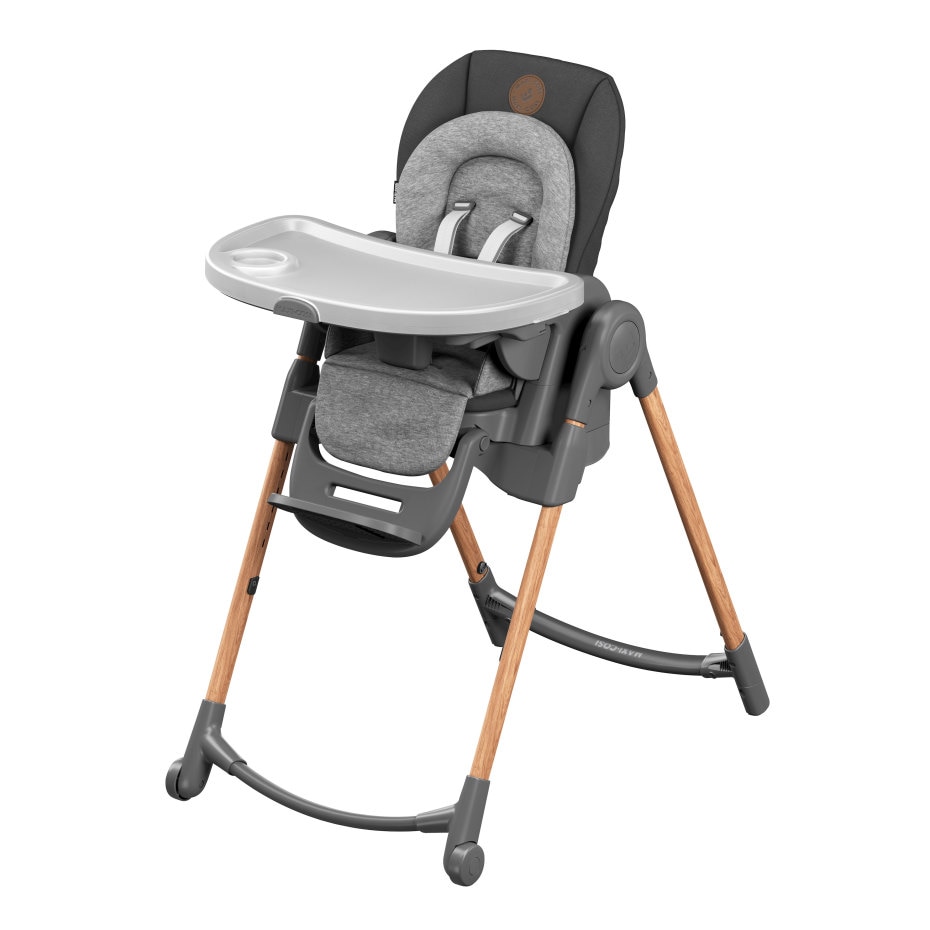Cadeira Refeição bebés alta conversível 4 em 1 com altura ajustável em 5  posições Bandeja removível e lavável Almofada removível 62 x 72 x 87 cm  Cinza